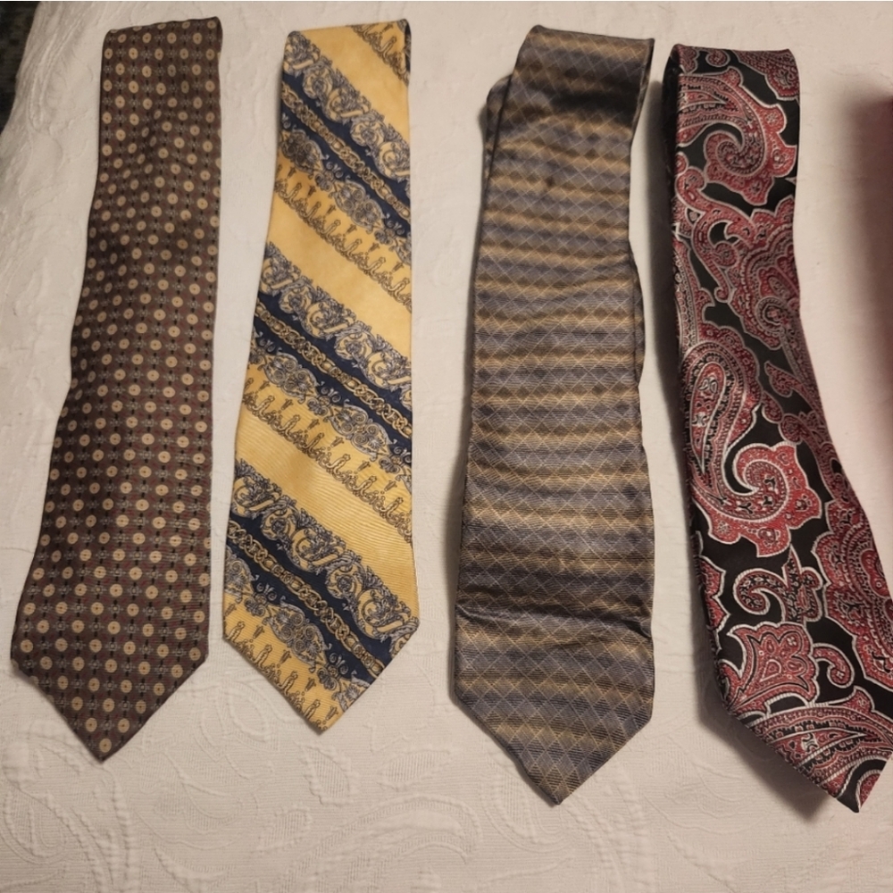 4 Mens Silk Ties DIOR BILL BLASS ADOLFO DKNY